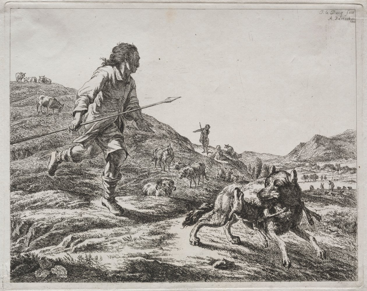 الراعي يطارد الذئب ، 1803. بواسطة آدم فون بارتش