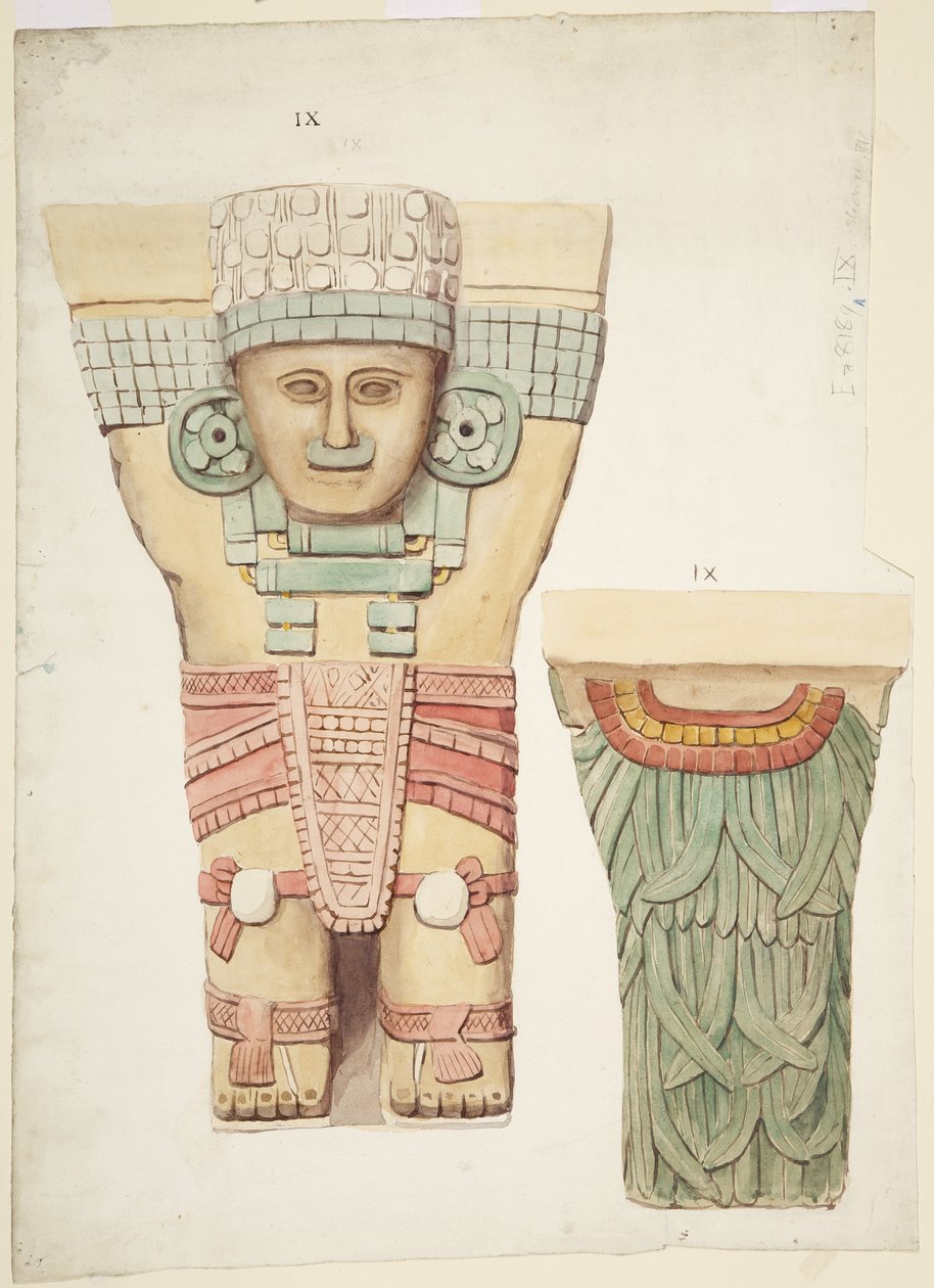 Caryatid IX, showing front and back views (back view at smaller scale) (watercolor) بواسطة أديلا بريتون