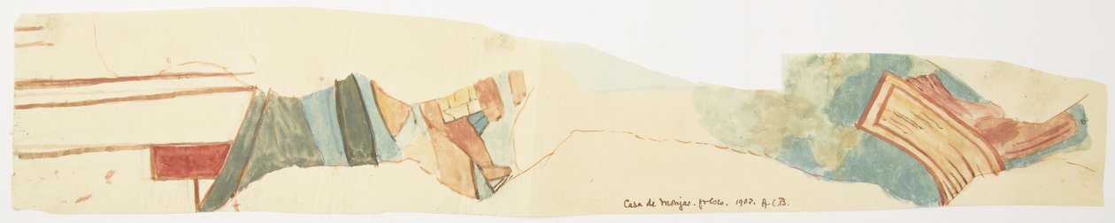 Copy of a fragment of wall painting at Casa de las Monjas, Chichen Itza, Yucatan, Mexico Watercolour (watercolor) بواسطة أديلا بريتون
