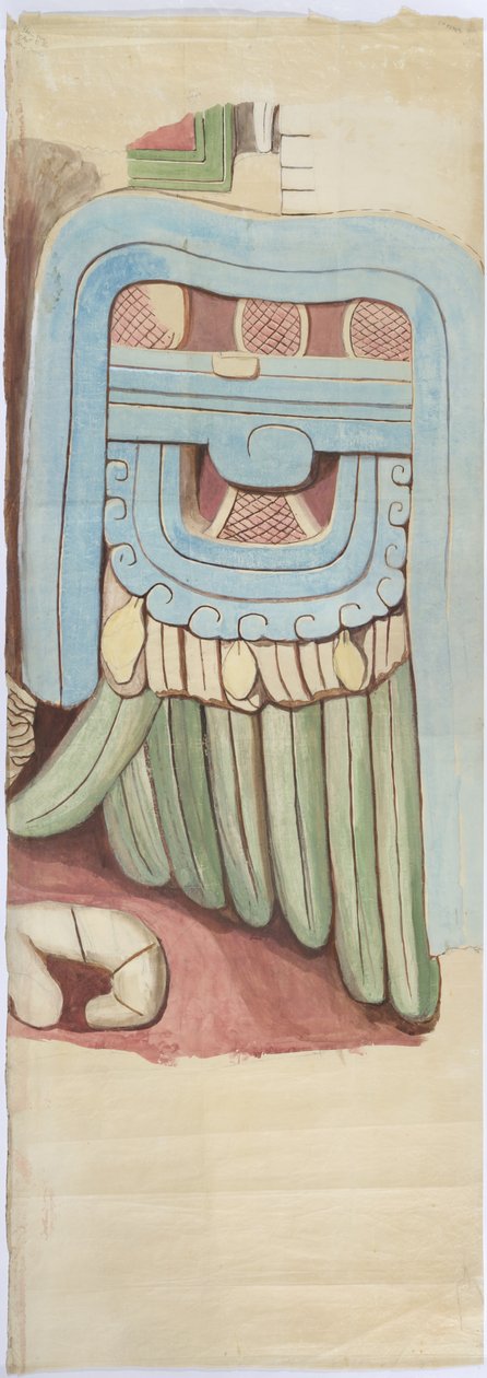 Copy of the stucco facade of the temple on the pyramid at Acanceh Full scale (watercolor) بواسطة أديلا بريتون