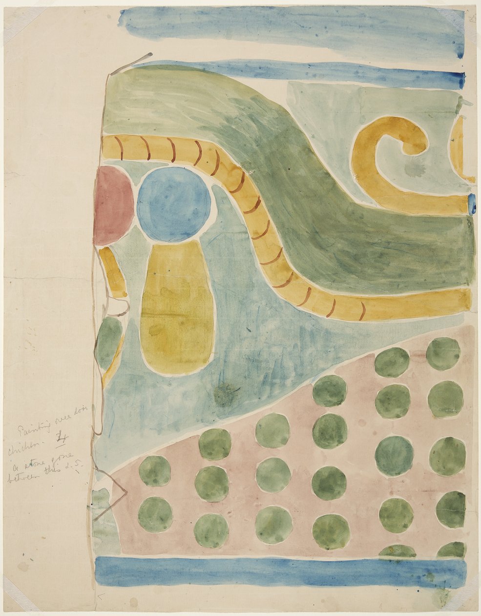 Painting of part of a mural depicting a human sacrifice from over the inner door of the inner chamber Upper Temple of the Jaguars, Chichen Itza, Mexico (watercolor) بواسطة أديلا بريتون