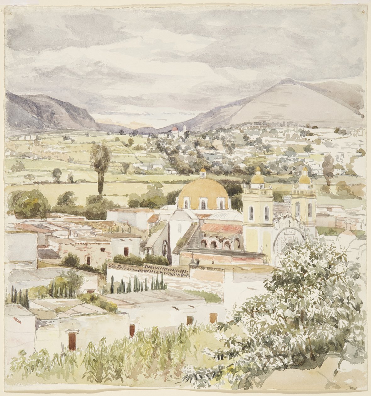 Town of Tlaxcala, Mexico 1894 (watercolor) بواسطة أديلا بريتون