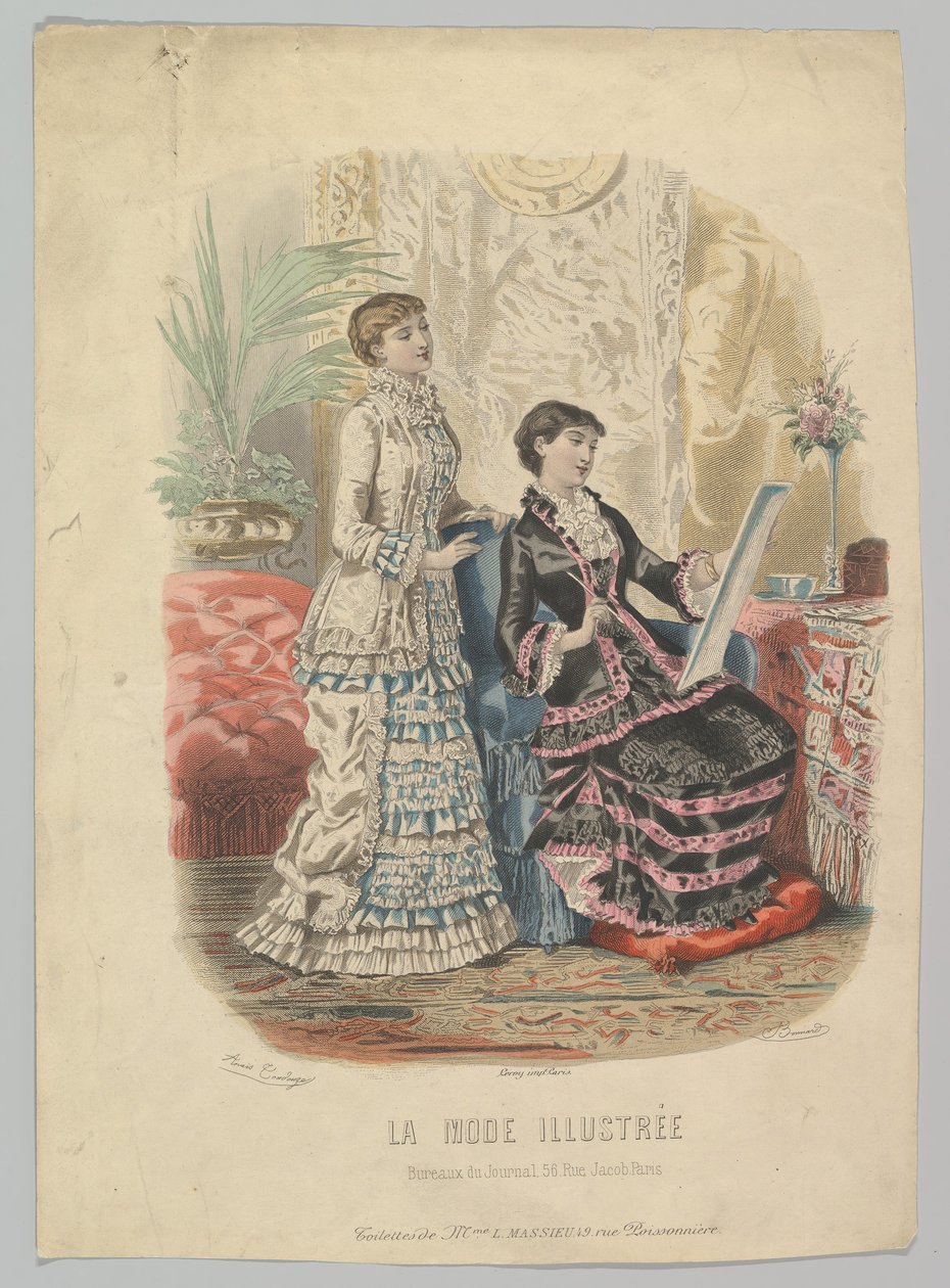 مراحيض السيدة L. Massieu ، من La Mode Illustrée ، 1881 بواسطة Adèle Anaïs Colin