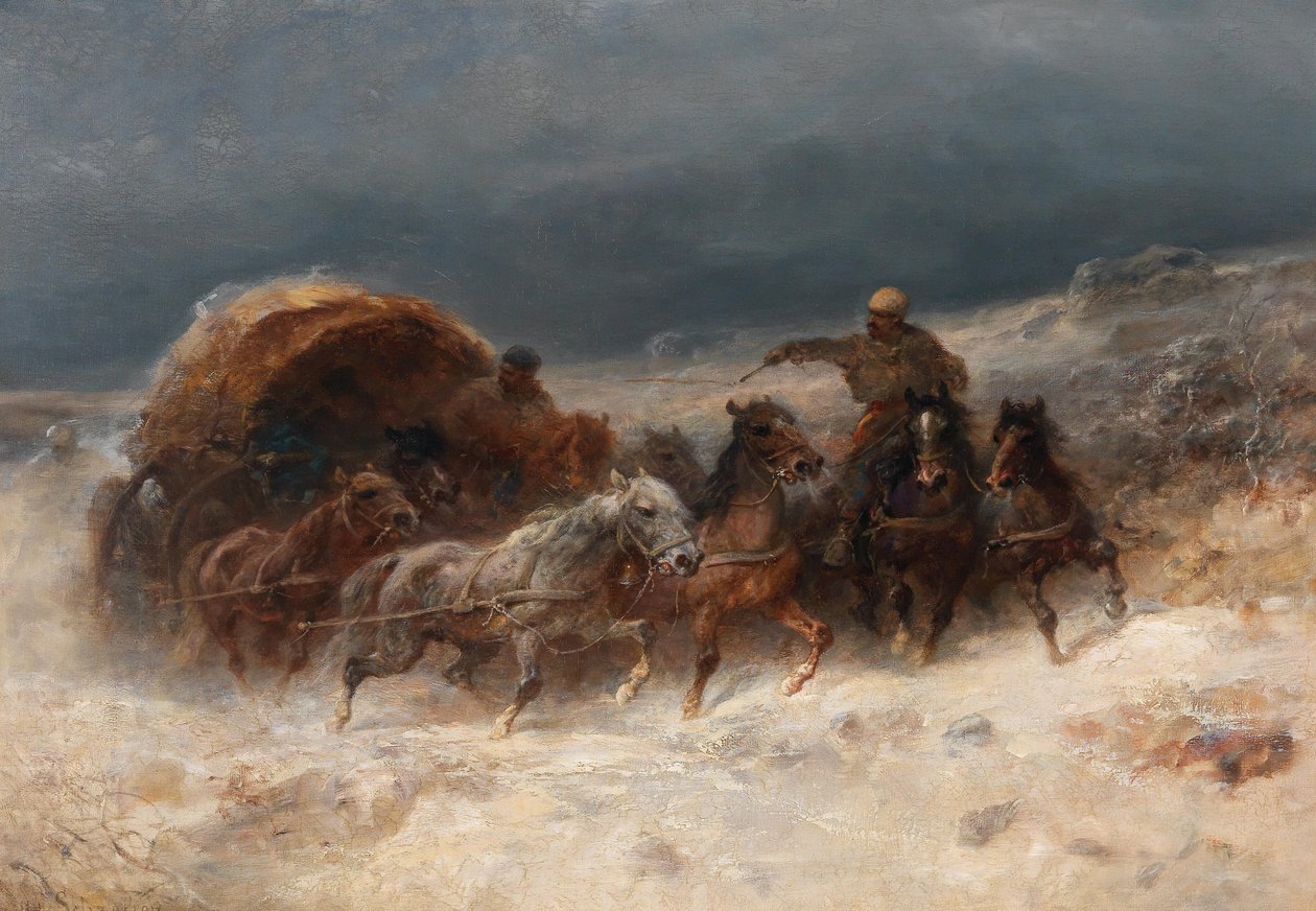 Geldings في مشهد الشتاء بواسطة أدولف شرير