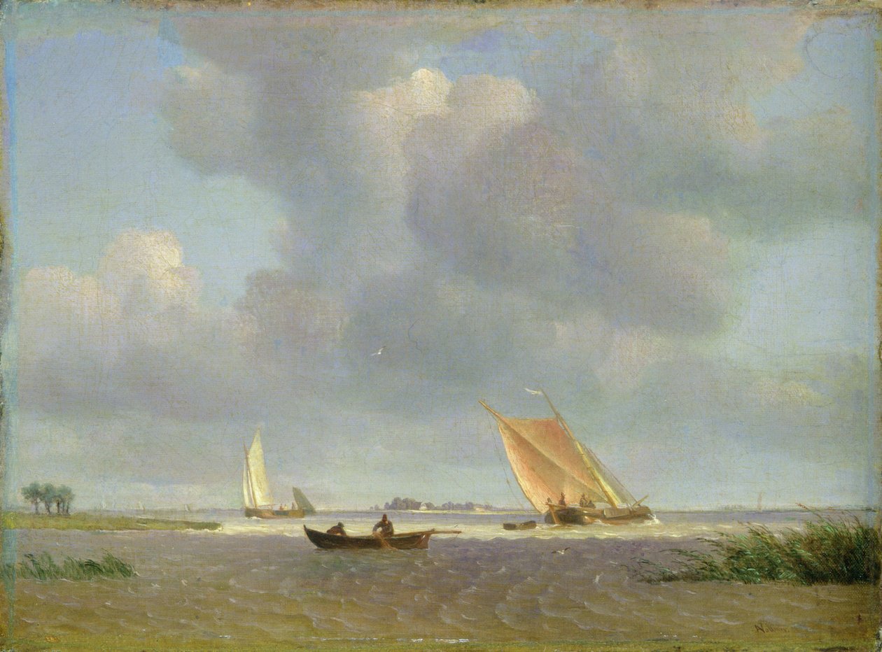 نسيم منعش على Elbe ، c.1830 بواسطة ادولف فولمر