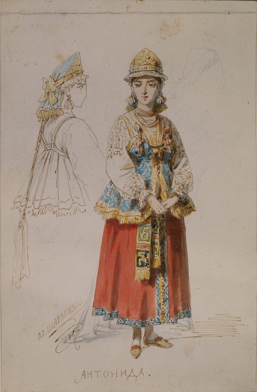 تصميم الأزياء للأوبرا حياة للقيصر بواسطة M. Glinka ، 1867 بواسطة ادولف شارلمان