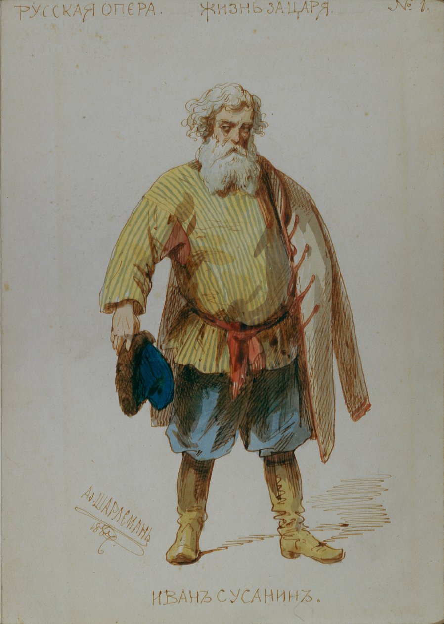 تصميم الأزياء للأوبرا حياة القيصر بقلم M. Glinka ، 1887 بواسطة ادولف شارلمان
