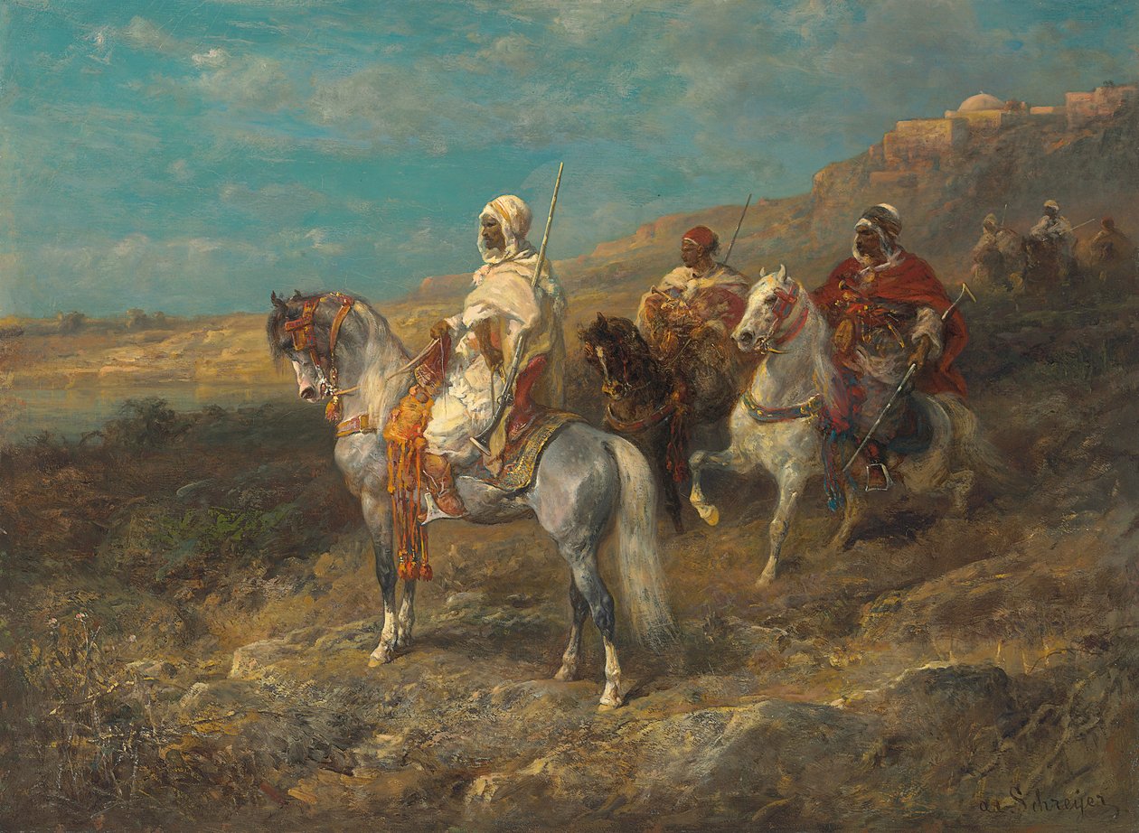 عربي على حصان أبيض بواسطة أدولف شرير