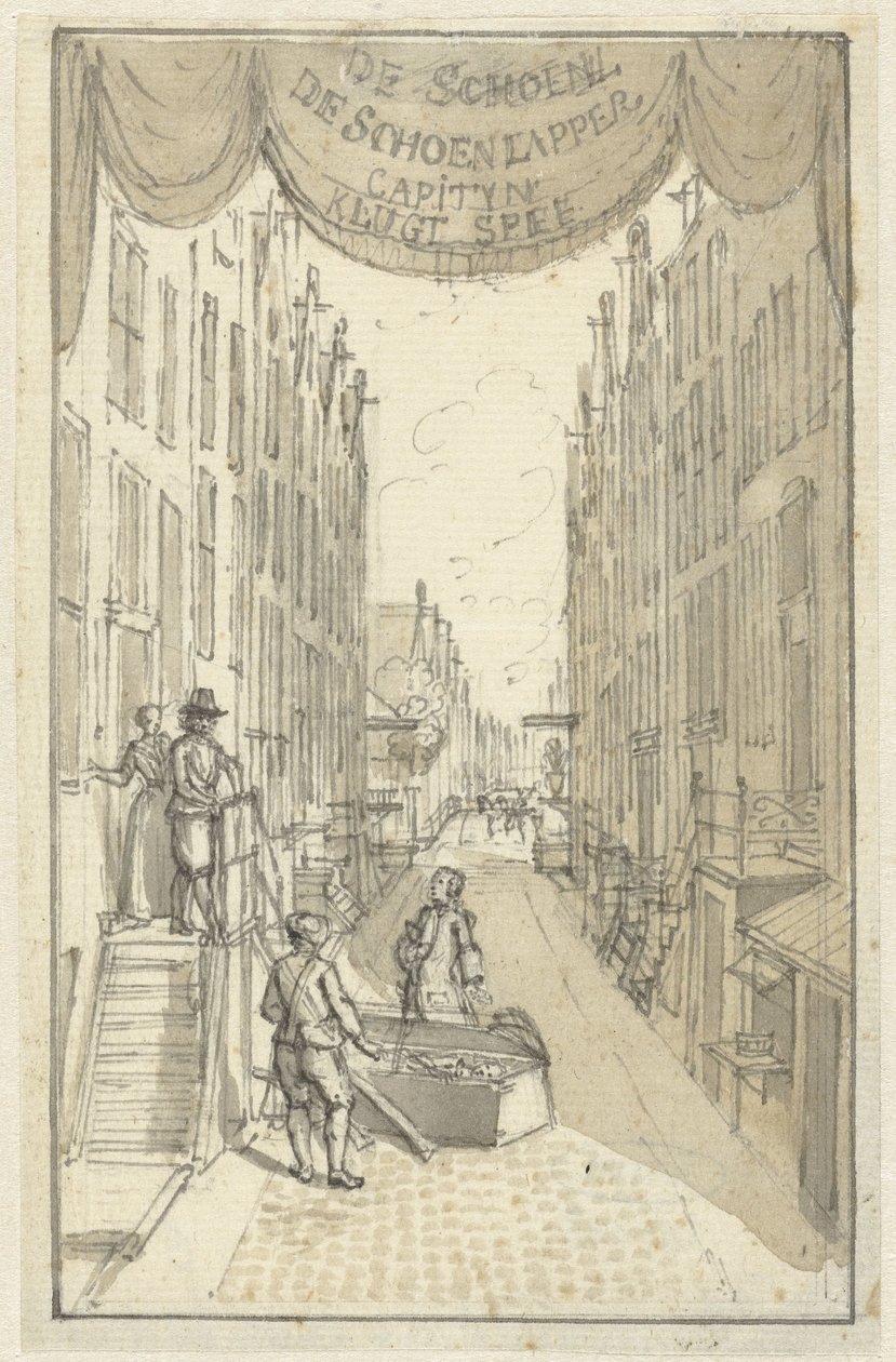 تصميم صفحة العنوان لمسرحية De Schoenlapper-Capityn of Krispyns Koddige Schakinge بواسطة أدولف فان دير لان