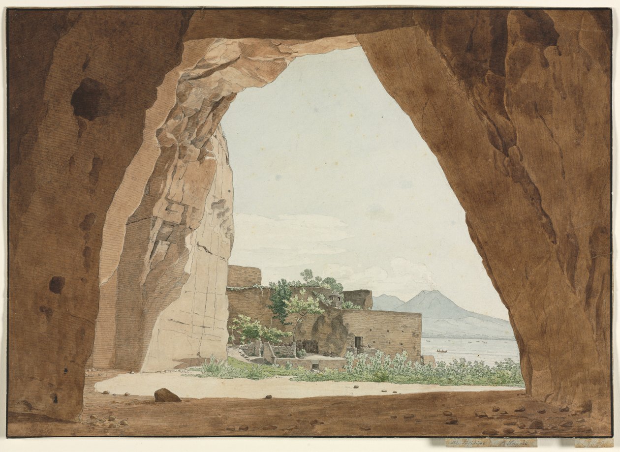 فيزوف وخليج نابولي من كهف ، 1820. بواسطة ادولف فون هايديك