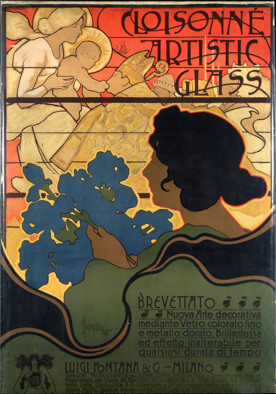 ملصق إعلاني لـ Cloisonne Glass ، به مشهد مولد بواسطة أدولف هوهنشتاين