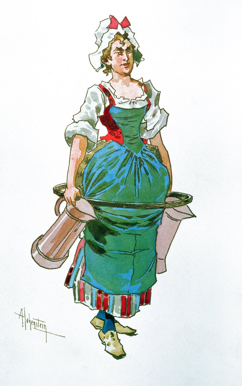 تصميم أزياء لفتاة خادمة من أوبرا مانون ليسكاوت من قبل جياكومو بوتشيني (1858-1924) (مرحاض) بواسطة أدولف هوهنشتاين