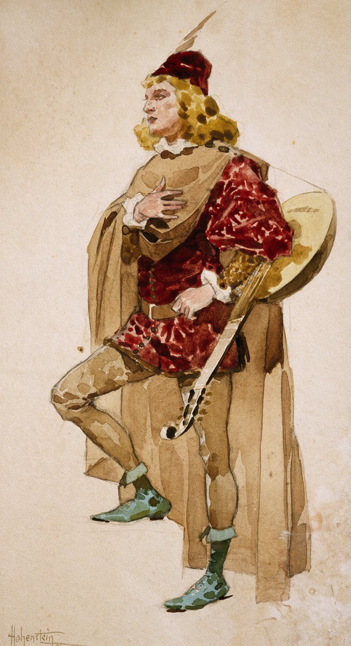 رسم أزياء لأدولفو هوهنشتاين (1854-1928) لزانيتو، أوبرا لبييترو ماسكاني (1863-1945) بواسطة أدولف هوهنشتاين