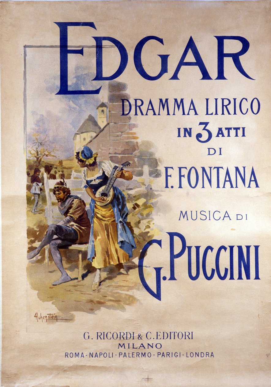 ملصق لأوبرا "إدغار" للمؤلف جياكومو بوتشيني (1858-1924) لأدولفو هوهنشتاين بواسطة أدولف هوهنشتاين