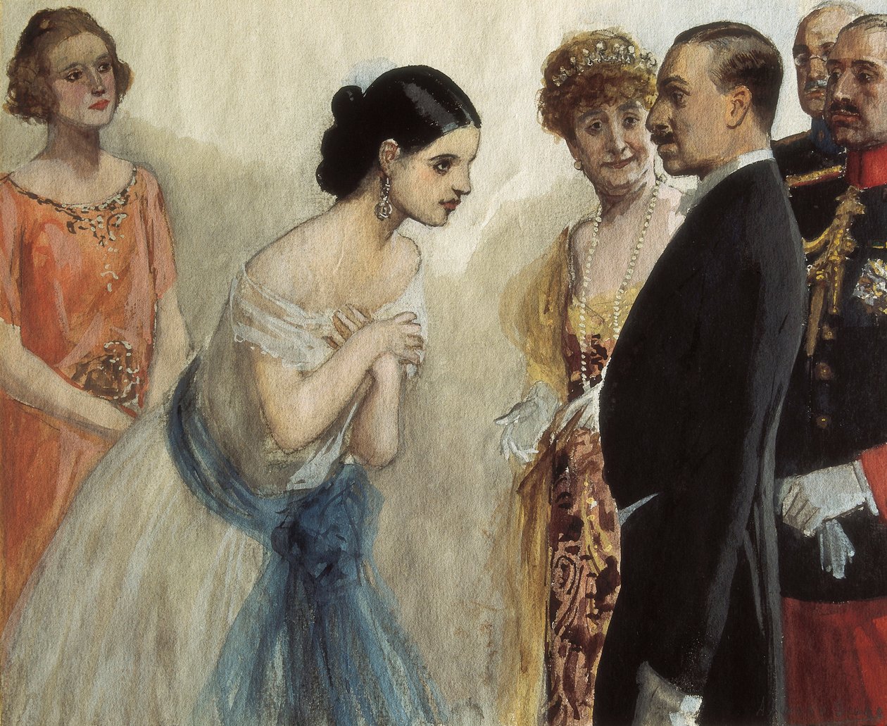 تقديم سيدة لألفونسو (ألفونس) الثالث عشر ملك إسبانيا (1886-1941). لوحة لأدولفو لوزانو سيدرو (1872-1935) ، زيت على قماش. مجموعة خاصة. بواسطة أدولفو لوزانو سيدرو