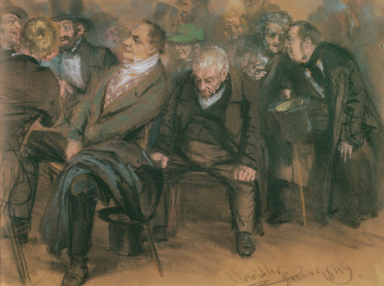 الألمان البرجوازيون في لقاء عام 1849 (باستيل على ورق) بواسطة أدولف مينزل