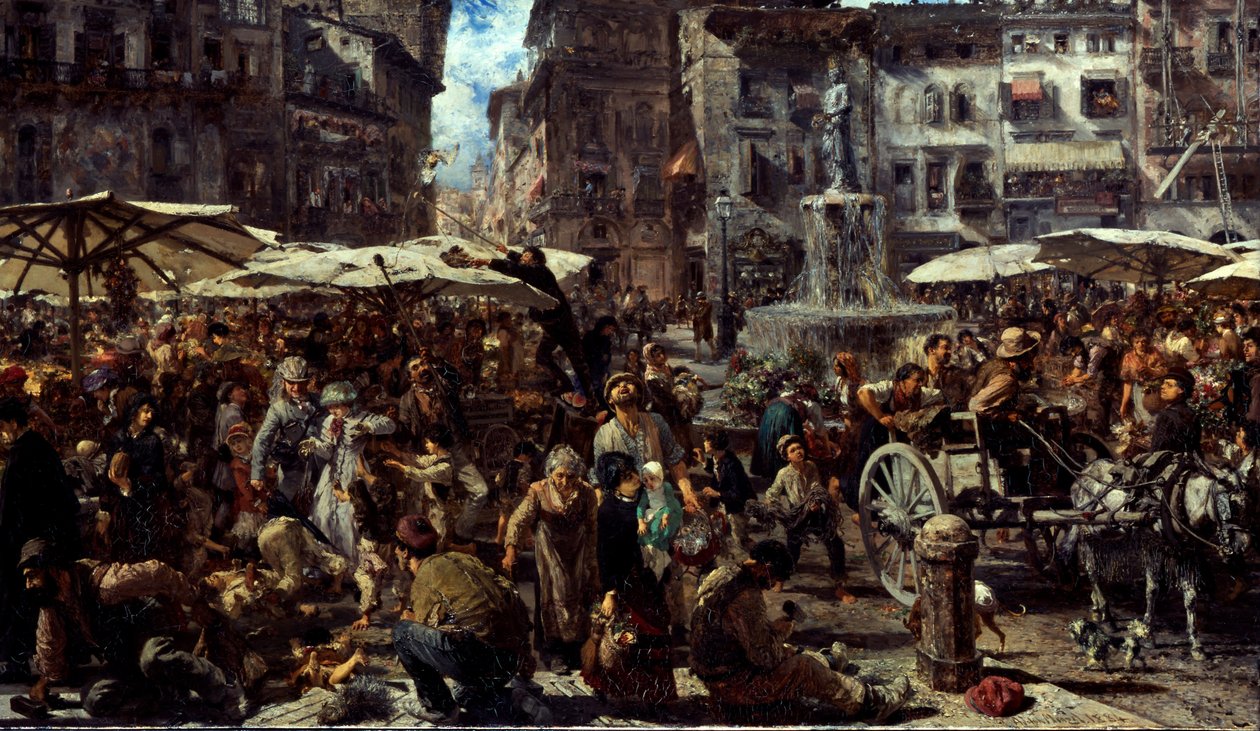 ساحة ديرب في فيرونا ، 1884 بواسطة أدولف مينزل