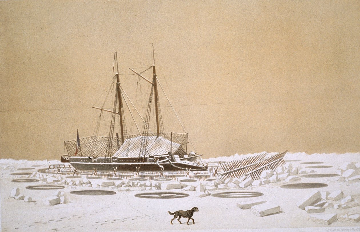 La Fleche في Kil-Bouroun غزاها الجليد ، من &39;Nos Souvenirs de Kil-Bouroun Pendant L&39;Hiver passe dans Le Liman du Dnieper، 1855-56&39; ، منقوش بواسطة Eugene Ciceri (1813-90) تم نشره عام 1860 (انظر بواسطة أدولف جان بابتيست بايوت وأنطوان ليون موريل فاتيو
