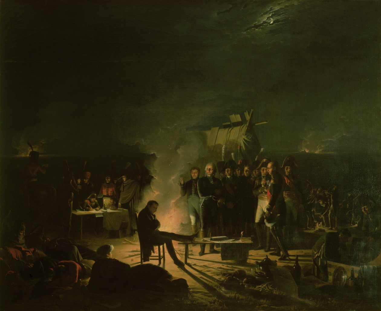 Bivouac of Napoleon I (1769-1821) في ساحة معركة Battle Wagram ، من 5 إلى 6 يوليو 1809 ، 1810 بواسطة أدولف روهن
