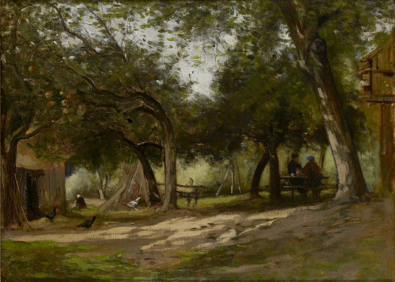 منظر طبيعي مع فناء مزرعة ، 1830-1880 بواسطة أدولف فيليكس كالس