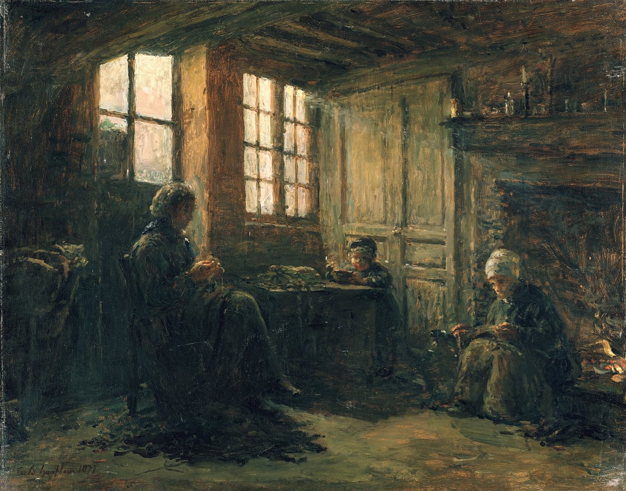 المرأة المتوترة الكتان ، Honfleur ، 1877 بواسطة أدولف فيليكس كالس