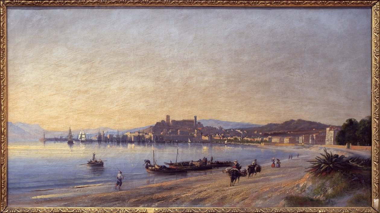بانوراما كان من الشاطئ. لوحة لأدولف فيوبو (1824-1899) ، زيت على قماش بواسطة أدولف فيوبو