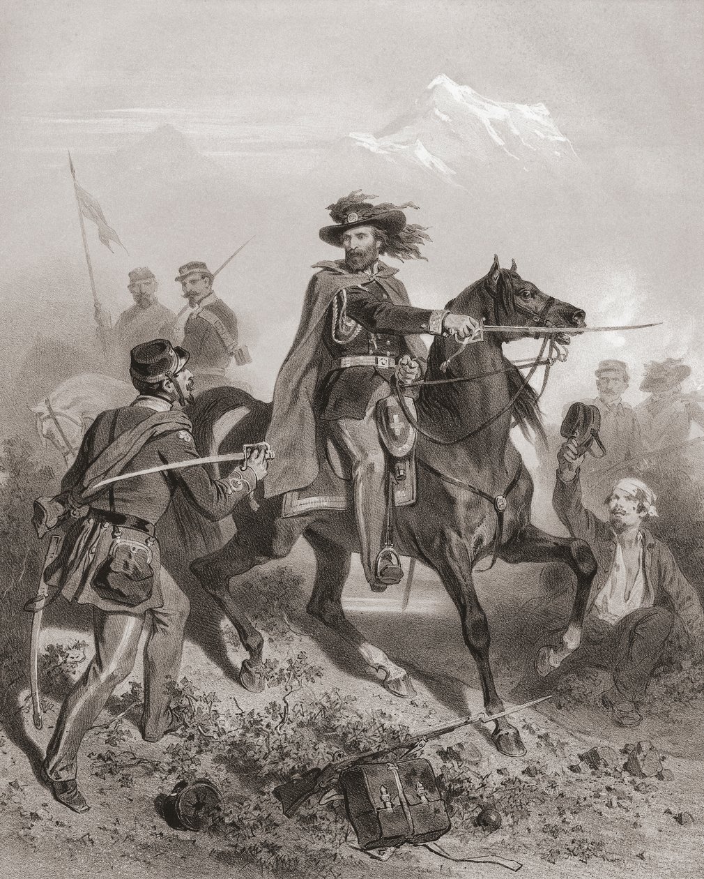 جوزيبي غاريبالدي في معركة فاريزي. (مطبعة) بواسطة Adolphe Jean-Baptiste (بعد) Bayot