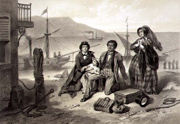 الوصول إلى كندا ، اللوحة 12 من "كوخ العم توم" بقلم هارييت بيتشر ستو (1811-96) محفور بواسطة كلود ريجنير (ص 1840-1866) (ليثو) بواسطة Adolphe Jean-Baptiste (بعد) Bayot