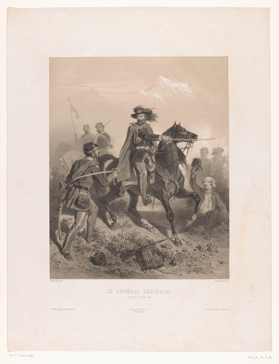 الجنرال جوزيبي غاريبالدي كقائد في معركة فاريزي Le Général Garibaldi (العنوان على الكائن) بواسطة أدولف جان بابتيست بايوت