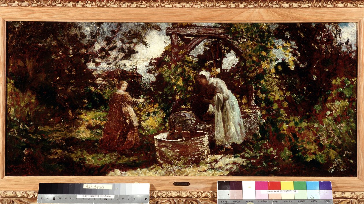 أناقة وخادمتها في البئر لوحة لأدولف مونتيسيلي (1824-1886) خافت. 34،5x69،5 cm إشارة إلزامية: مجموعة التأسيس المتعلقة ببروفانس ، مرسيليا بواسطة أدولف جوزيف توماس مونتيسيلي