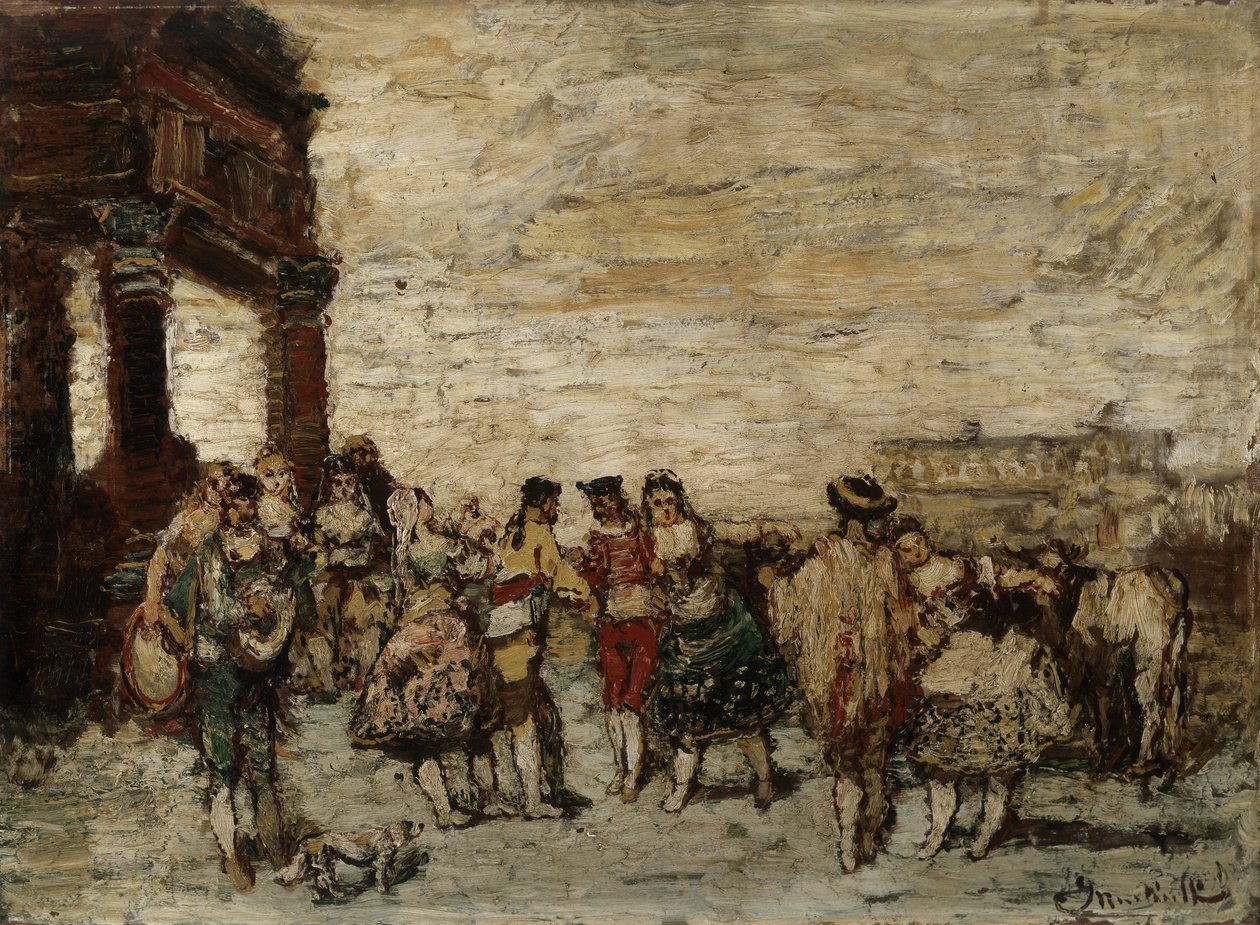 حفلة في إسبانيا لوحة لأدولف مونتيشيلي (1824-1886) قاتمة 36,5x48 سم Musee Grobet-Labadie بواسطة أدولف جوزيف توماس مونتيسيلي