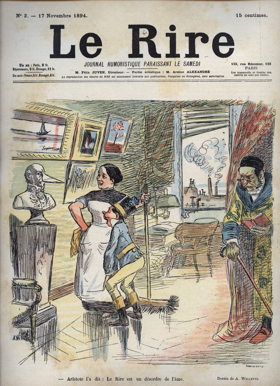 قالها أرسطو: الضحك هو إلغاء ترتيب الروح - رسمه أدولف ويليت (1857-1926) عن "الضحك" الصادر في 17 نوفمبر بواسطة أدولف ليون ويليت