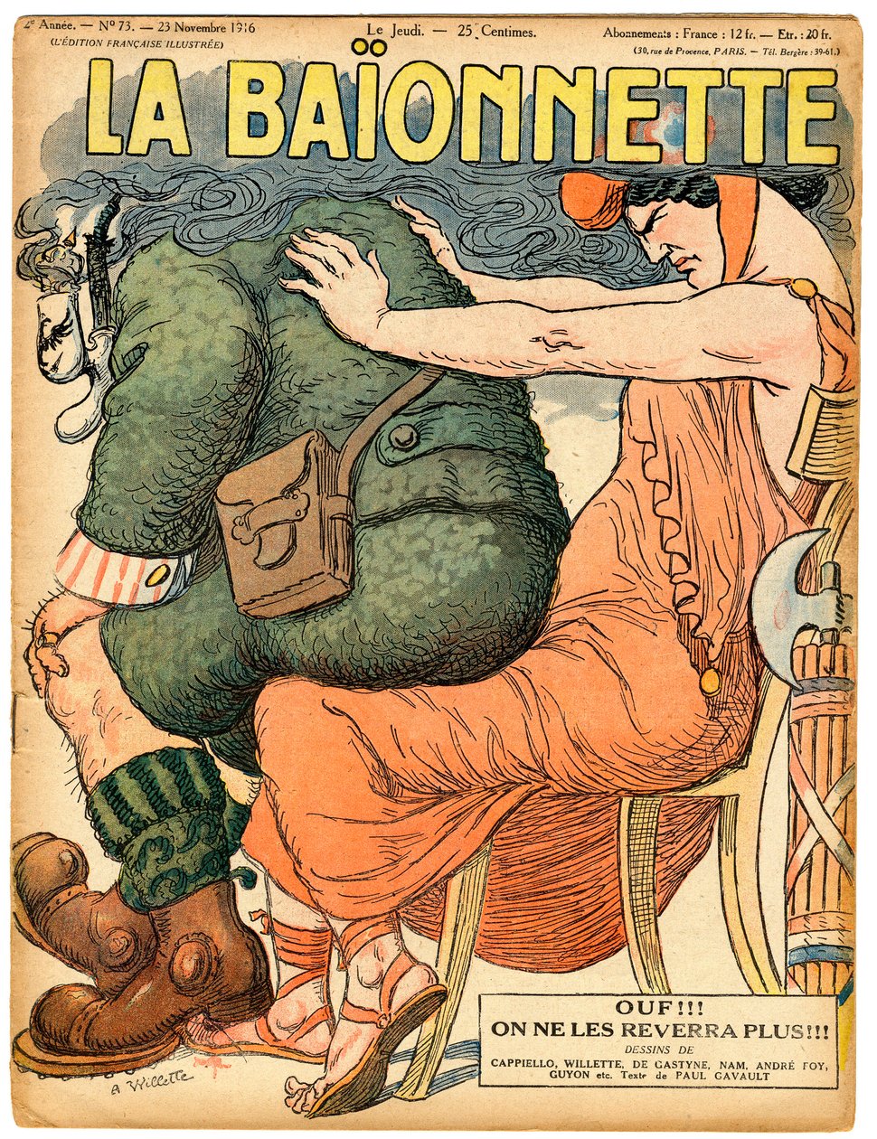 Cover of “” La Baionnette””, Satirical in Colors بواسطة أدولف ليون ويليت