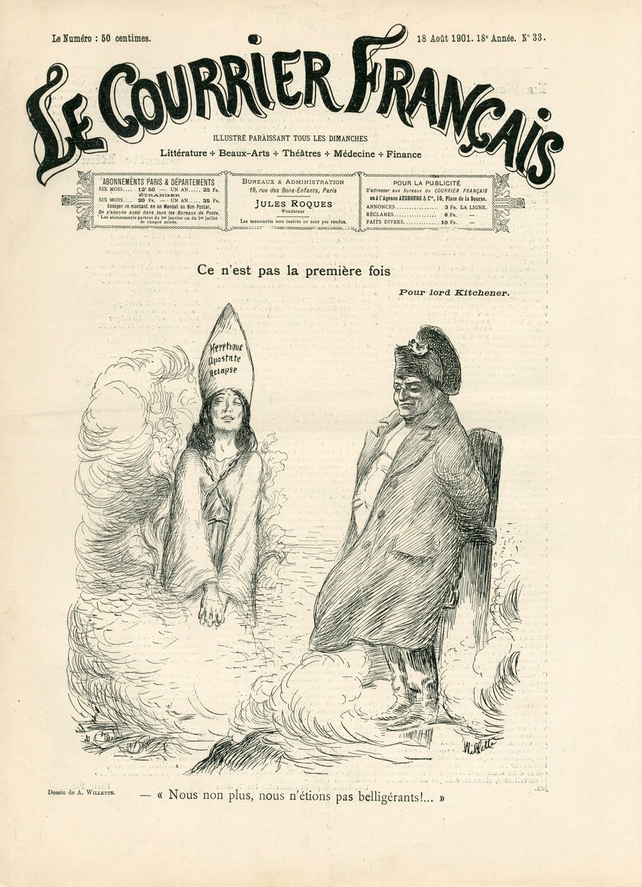 غلاف "" Le Courrier francais "، رقم 33 ، Satirique en B & B بواسطة أدولف ليون ويليت
