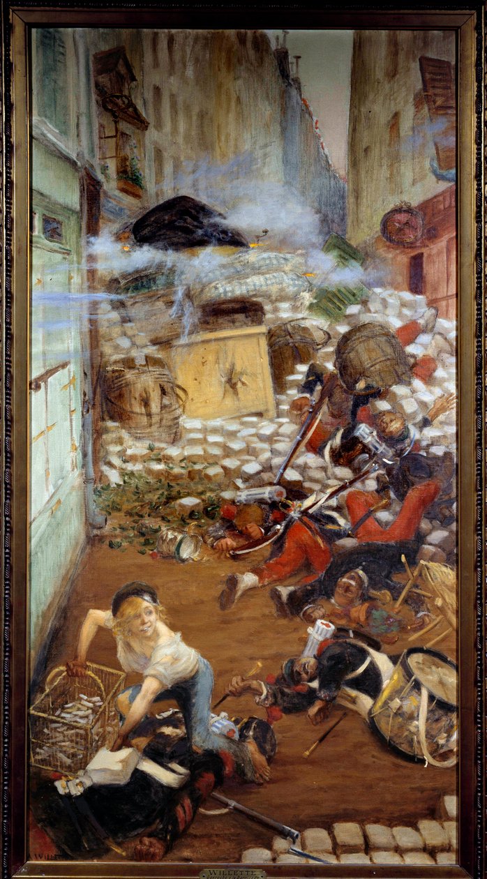 يحتوي جافروش على رسم توضيحي للحاجز لـ "البؤساء" بقلم فيكتور هوغو (1802-1885). لوحة أدولف ويليت (1857-1926) باريس القرن التاسع عشر ، منزل فيكتور هوغو بواسطة أدولف ليون ويليت