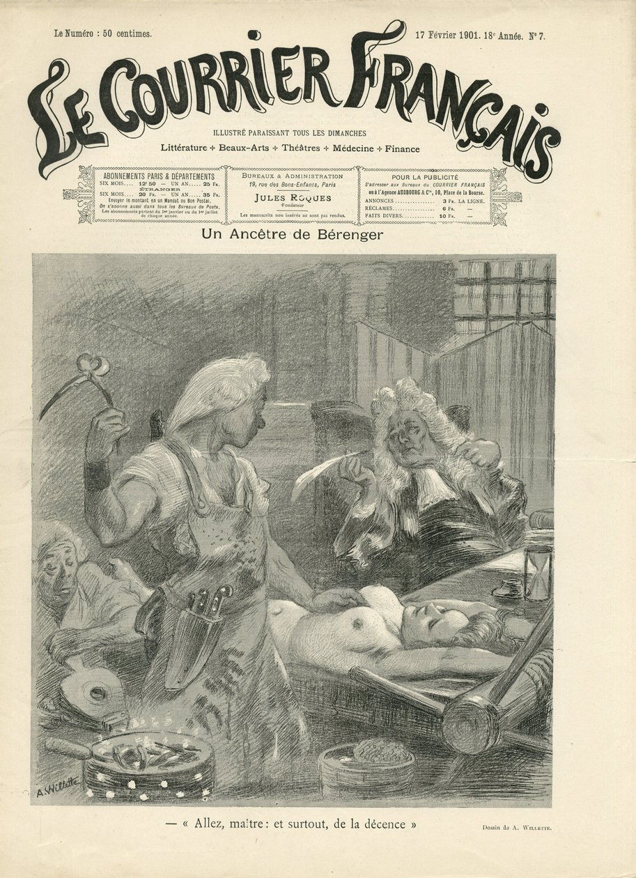 Illustration of Adolphe dit Willette (1857-1926) for the Cover of Le Courrier francais بواسطة أدولف ليون ويليت