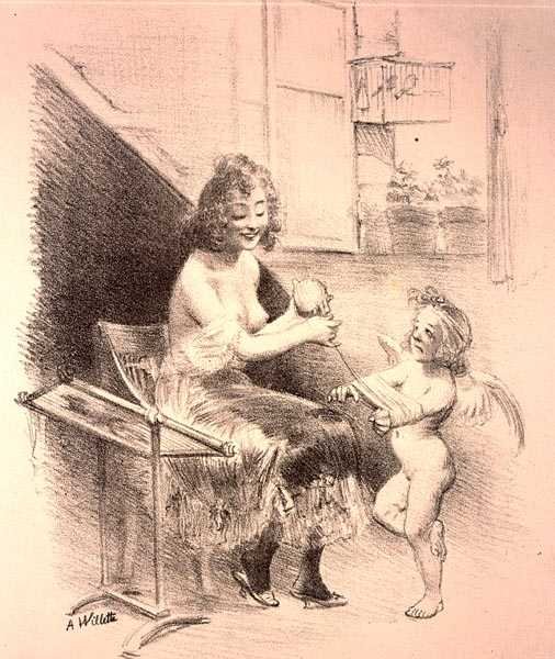 "نفاد الصبر" ، الرسم الأصلي لـ "Les Maitres de l'Affiche" (قلم رصاص على ورق) بواسطة أدولف ليون ويليت