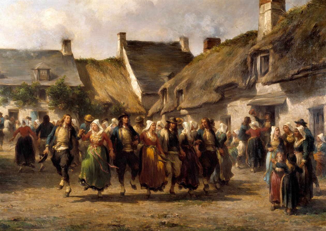 حفل زفاف في بريتاني عام 1863 لوحة رسمها أدولف بيير ليلوكس (1812-1891) 1863 متحف كيمبر للفنون الجميلة بواسطة أدولف بيير ليلو