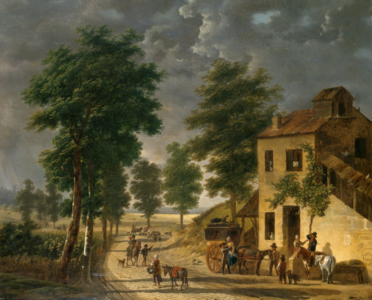 The Coeur Volant Coaching Inn في Louveciennes ، 1867 بواسطة أدولف روهن