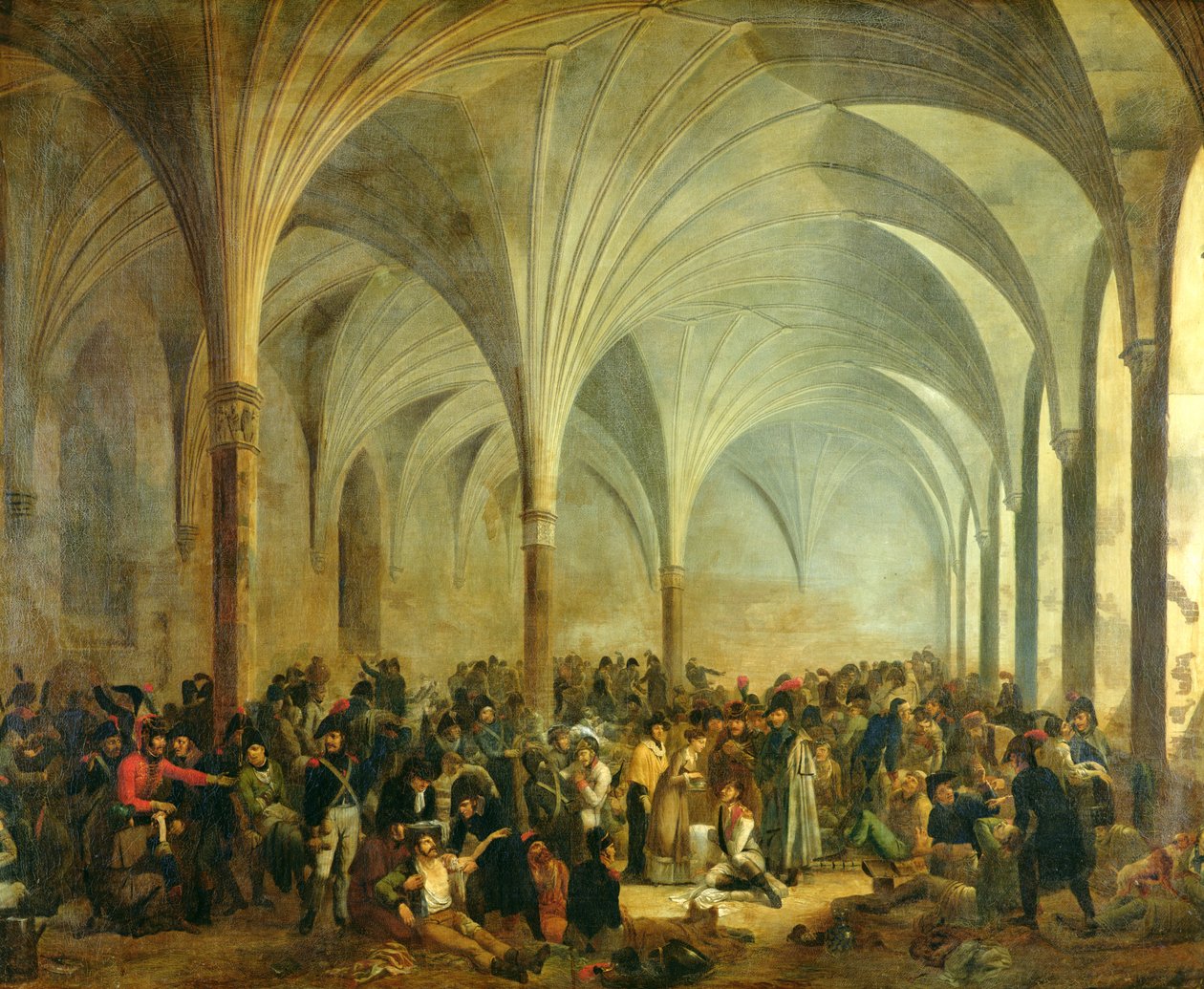 المستشفى العسكري للفرنسيين والروس في مارينبورغ في يونيو 1807 ، 1808 بواسطة أدولف روهن