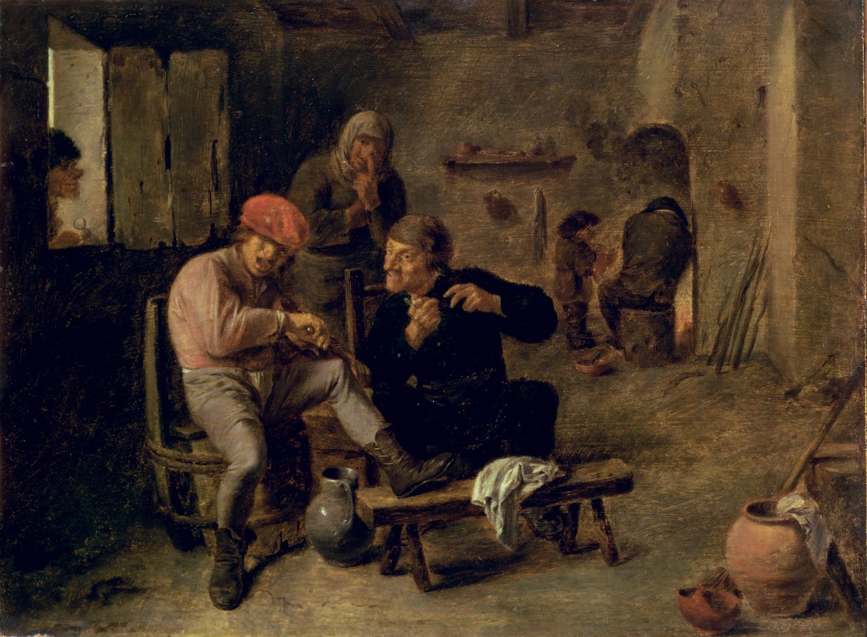 مشهد الحانة ، أو The Village Fiddler ، 1634-8 (لوحة) بواسطة أدريان بروير