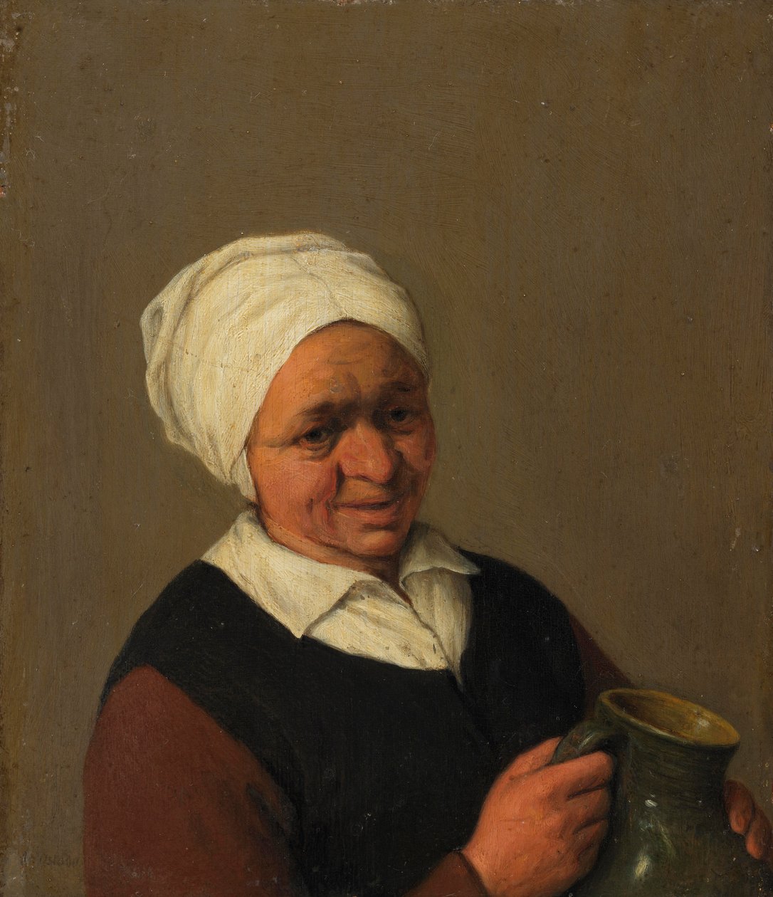 امرأة فلاح عجوز تحمل إبريق ، c.1643 بواسطة أدريان جانز. فان أوستاد