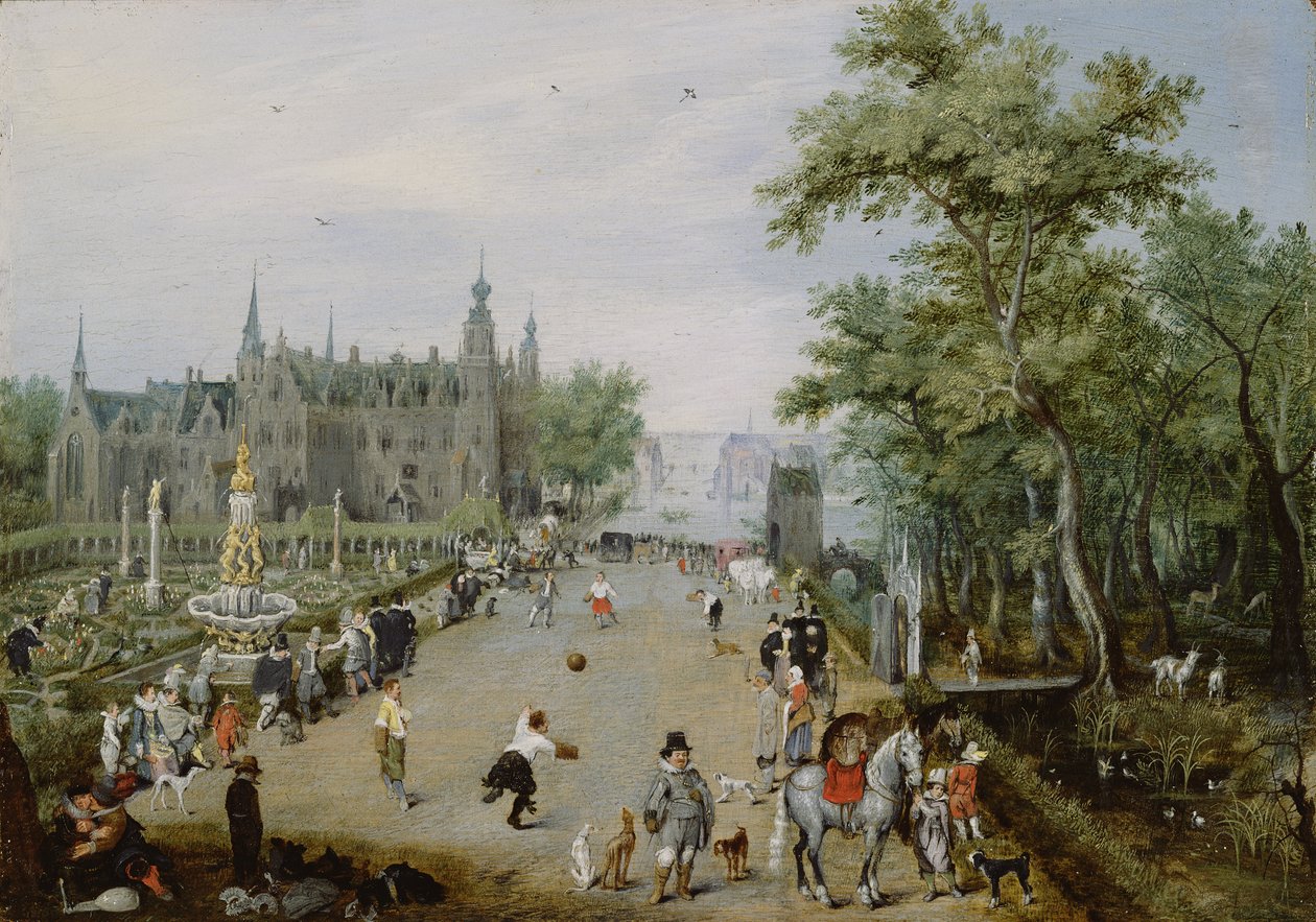 A Jeu de Paume before a Country Palace، c.1614 بواسطة Adriaen Pietersz van de Venne