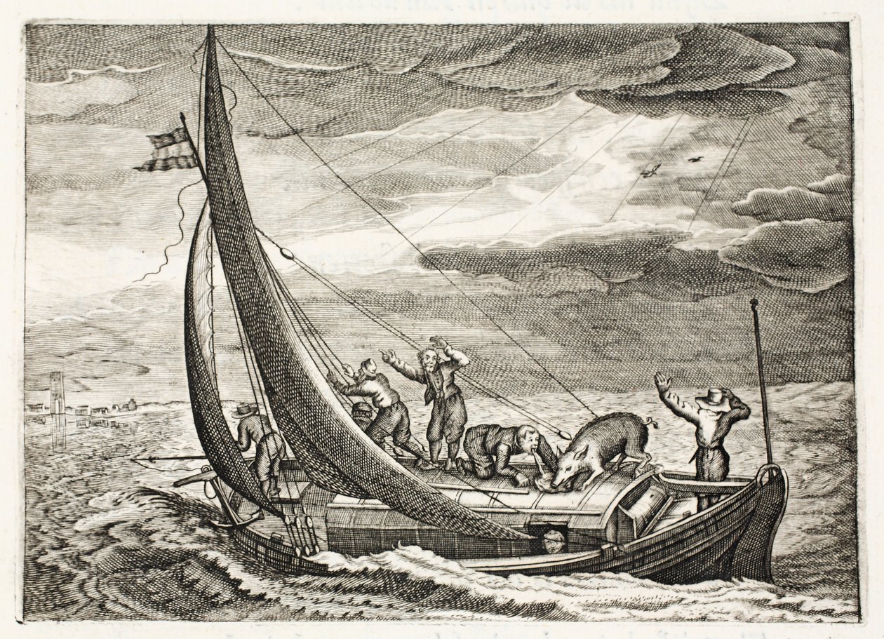 رجل يفتقر إلى الإيمان ، صورة من "Emblemata of Zinne-werk" بقلم يوهانس دي برون (1589-1658) ، جان جاكوبس شيبر ، أمستردام ، 1661 بواسطة Adriaen Pietersz van de Venne