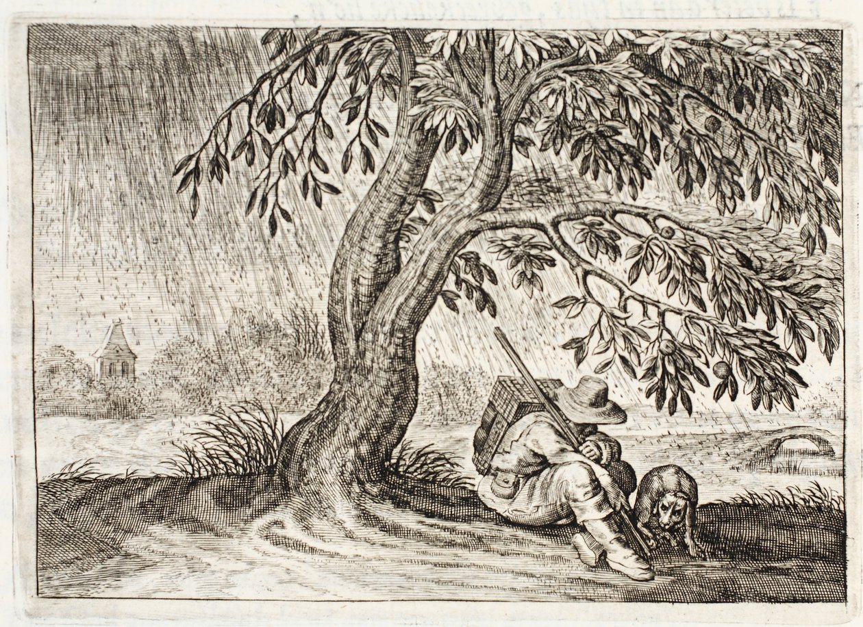 المأوى ، رسم توضيحي من "Emblemata of Zinne-werk" بقلم يوهانس دي برون (1589-1658) ، جان جاكوبس شيبر ، أمستردام ، 1661 بواسطة Adriaen Pietersz van de Venne