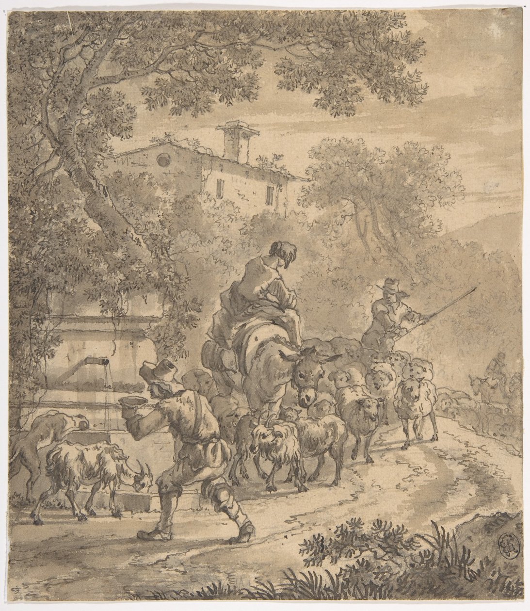 المناظر الطبيعية مع الراعي وقطيعهم بواسطة Adriaen van der Cabel
