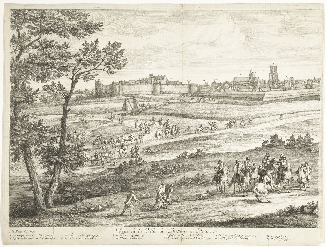 منظر لبيثون (الورقة اليسرى) Veue de la Ville de Bethune en Artois (العنوان على الكائن) بواسطة أدريان فرانس بودوينز
