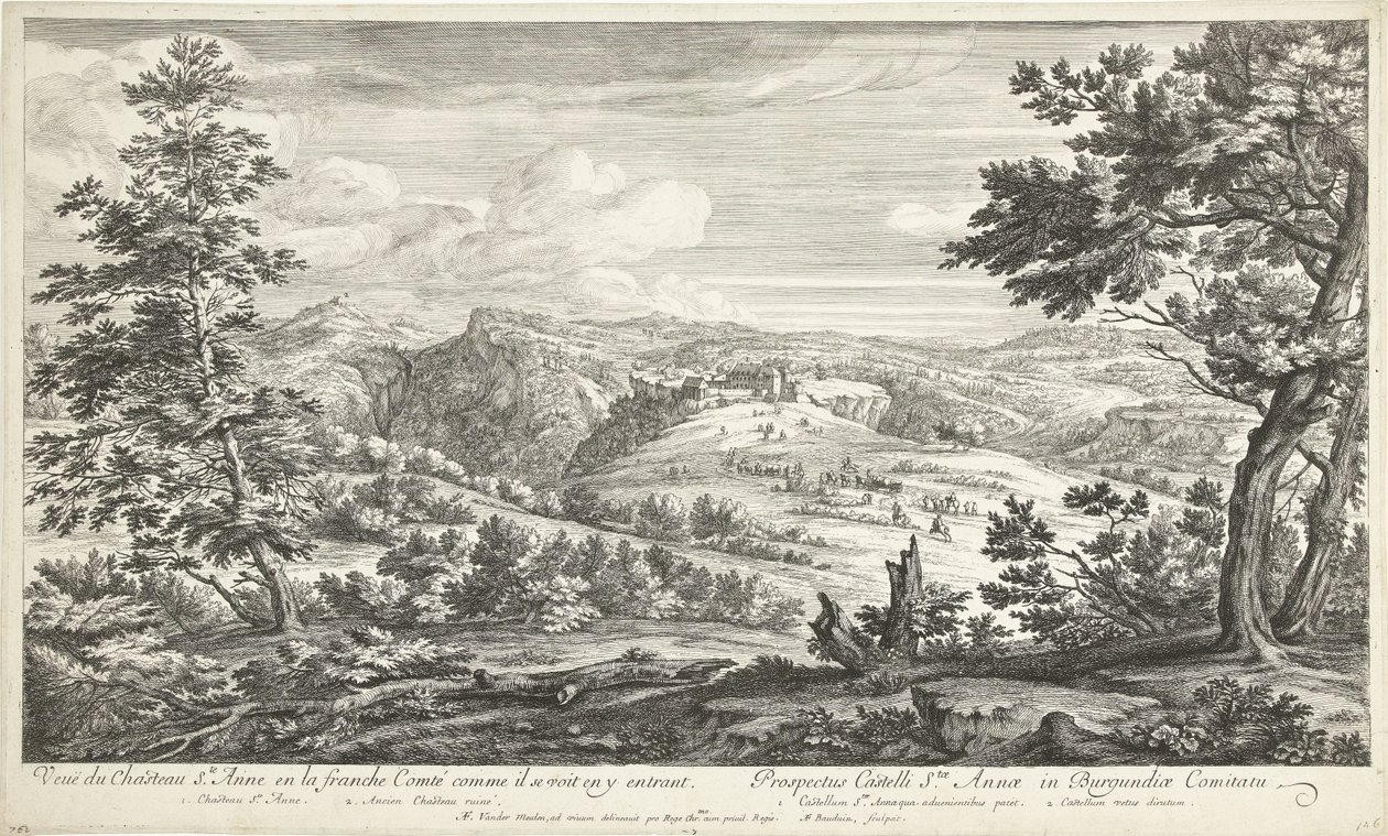 Gezicht op het kasteel van Sainte Anne منظر لقصر سانت. آن في Comté الحرة كما يرى نفسه يدخلها (العنوان على الكائن) بواسطة أدريان فرانس بودوينز