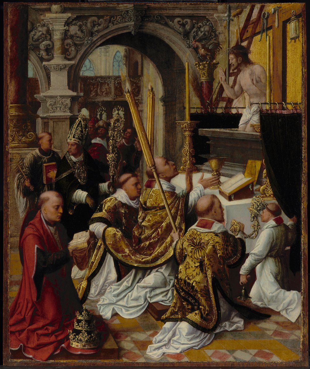قداس القديس غريغوريوس الكبير (540-604) بواسطة Adriaen Isenbrandt أو Isenbrant
