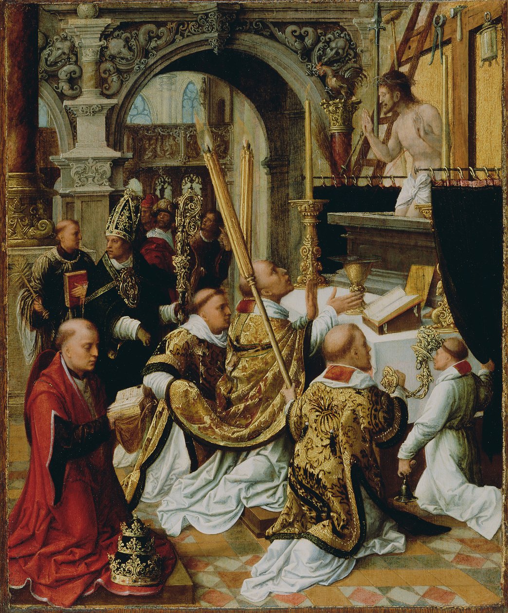 قداس القديس غريغوريوس الكبير ، حوالي 1510-1520 بواسطة Adriaen Isenbrandt أو Isenbrant